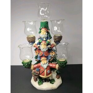 🎄 Vintage Santa Claus 5-Votive Candle Holder Christmas Centerpiece – Holiday